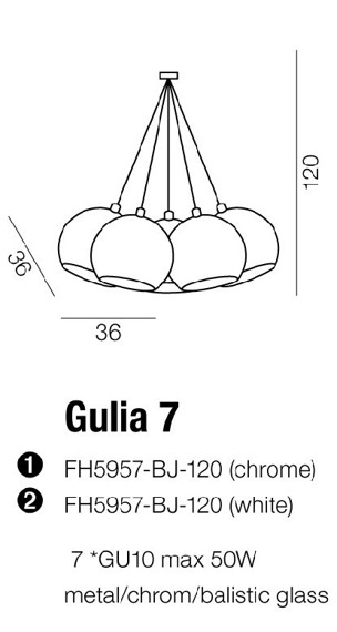 AZzardo GULIA 7 czarny FH5957-BJ-120 Lampa wisząca 