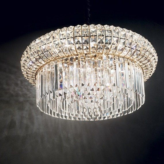 Ideal Lux Nabucco SP12 Lampa wisząca duża kryształowa złota