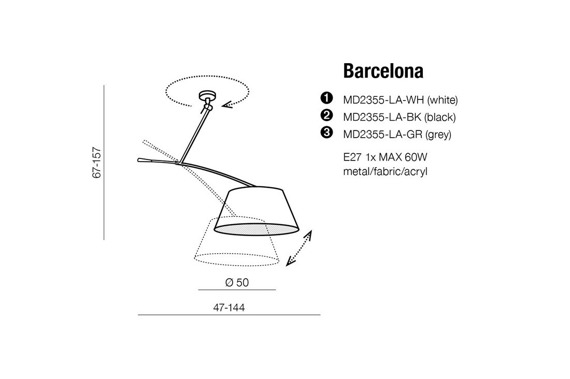 Lampa regulowana AZzardo Barcelona czarna