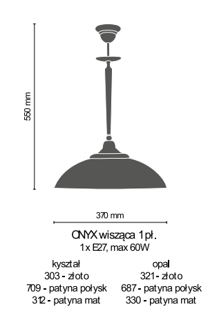 Żyrandol Amplex Onyx 8754 1 pł. patyna mat