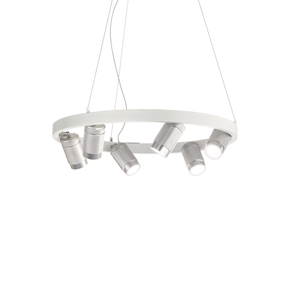 Żyrandol z reflektorkami w kolorze białym Ideal Lux Zoom SP